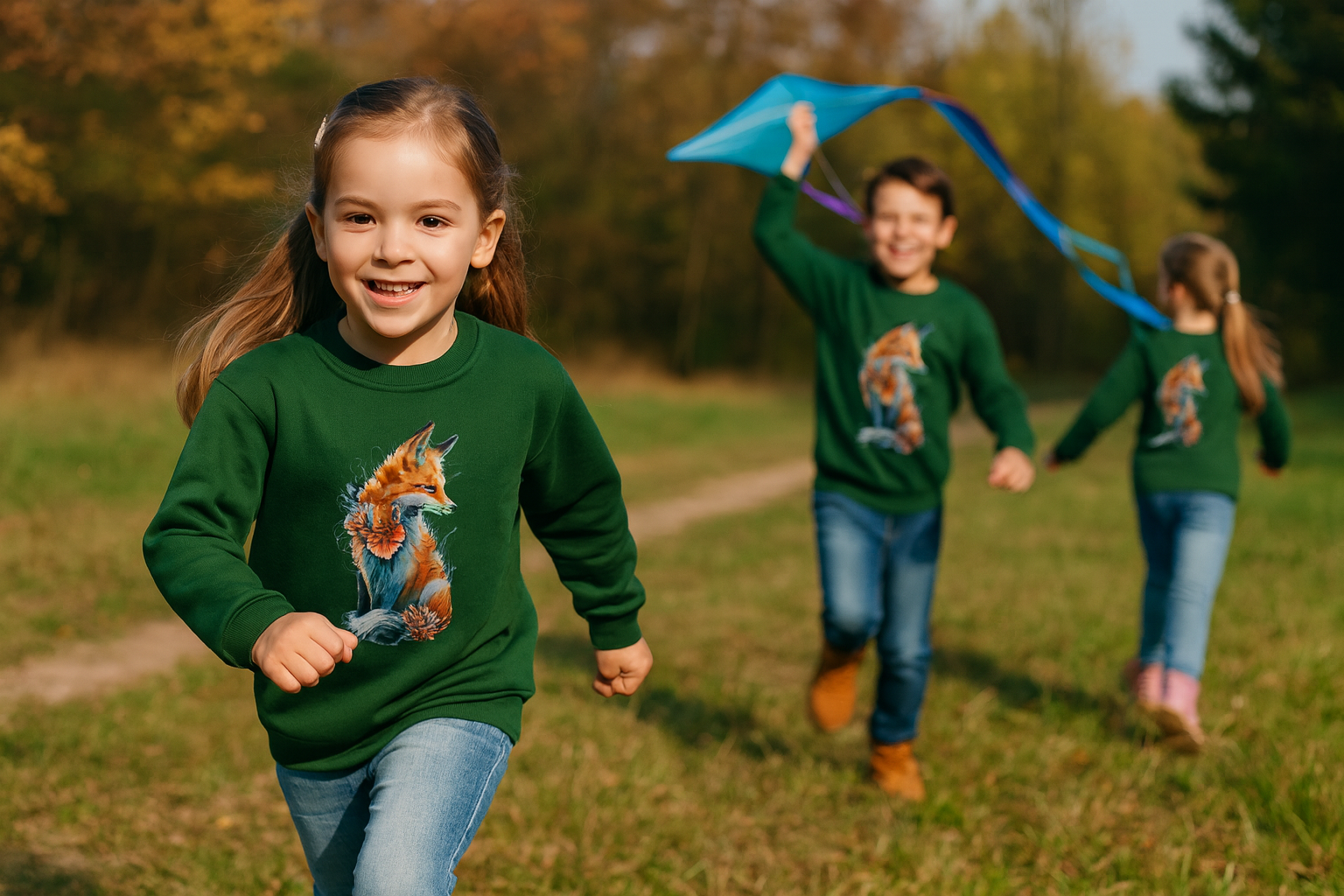 detská mikina Líška deti pri hre vonku